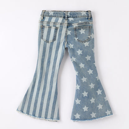 4th of july Patriotic Star Stripe Flare Toddler and Kids Jeans