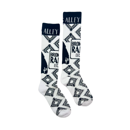 Cactus Alley- Broke Ass Ranch Blk/White Performance Boot Socks