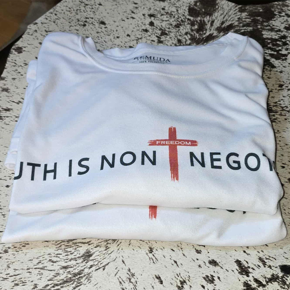 Truth Is Non Negotiable Adult Unisex Western Tee T-Shirt in White