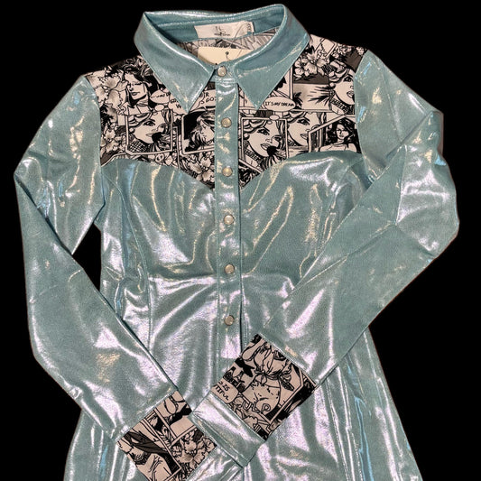 Girls Marvel-ous Metallic Pearl Snap Rodeo Shirt