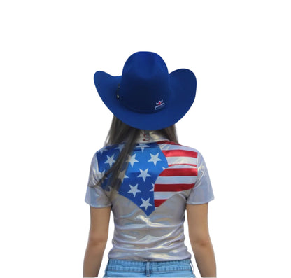 Girls Patriot Pearl Snap Jackpot Short Sleeve Rodeo Shirt