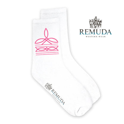 Boot Stitch Adult Unisex Western Crew Socks Pink