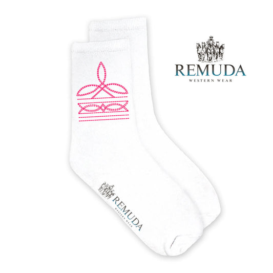 Boot Stitch Adult Unisex Western Crew Socks Pink