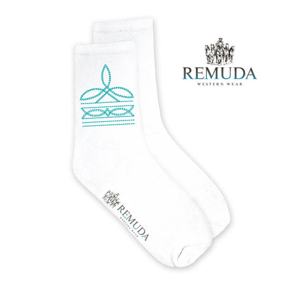 Boot Stitch Adult Unisex Western Crew Socks Turquoise