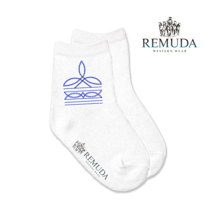 Boot Stitch Kids Western Crew Socks Blue