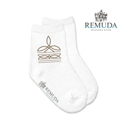Boot Stitch Kids Western Crew Socks Brown