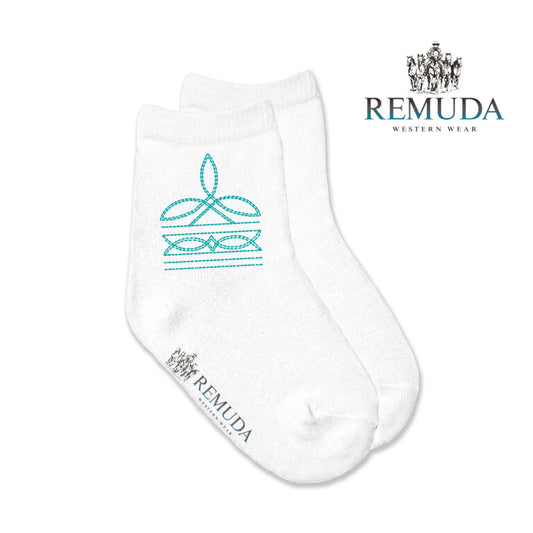 Boot Stitch Kids Western Crew Socks Turquoise