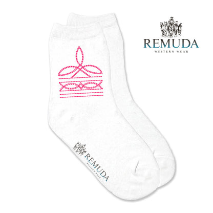 Boot Stitch Kids Western Crew Socks Pink