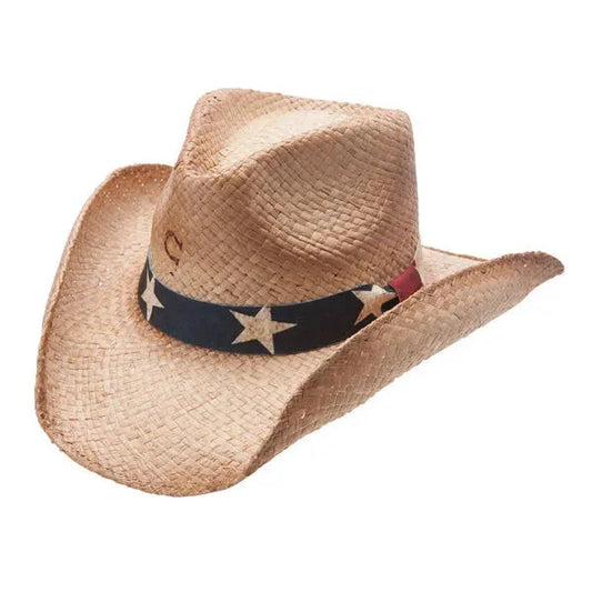 Charlie 1 Horse Stars and Stripes (Red White & Blue) - Shapeable Straw Cowboy Hat (Closeout)