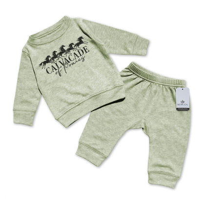 Cavalcade Of Ponies - Infant Baby 2 Piece Sweatsuit