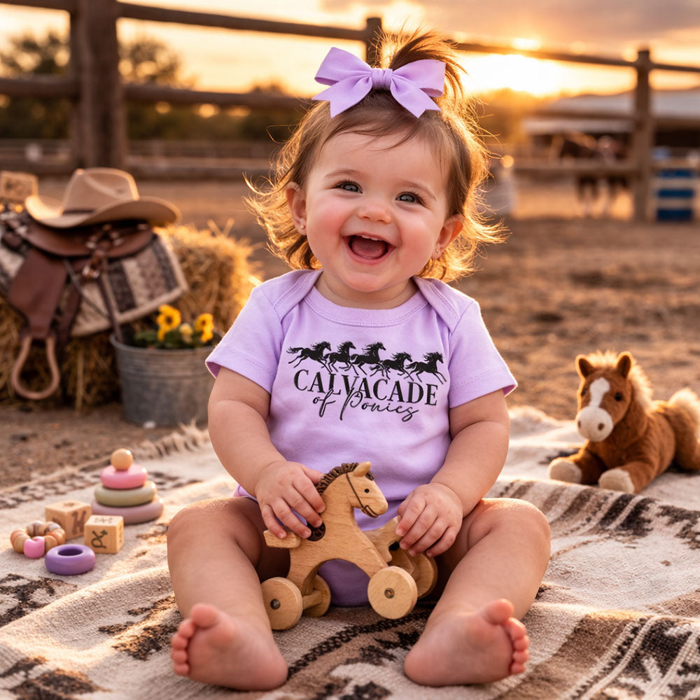 Cavalcade Of Ponies - Infant Baby One Piece Western Romper