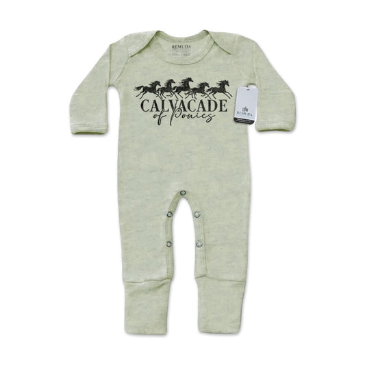 Cavalcade Of Ponies - Infant One-Piece Footed Pajamas W/Mittens