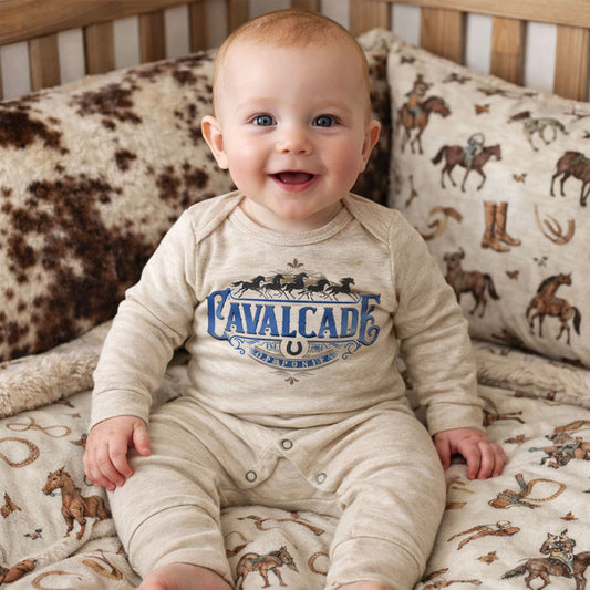 Cavalcade Of Ponies (Ornate) - Infant One-Piece Footed Pajamas W/Mittens