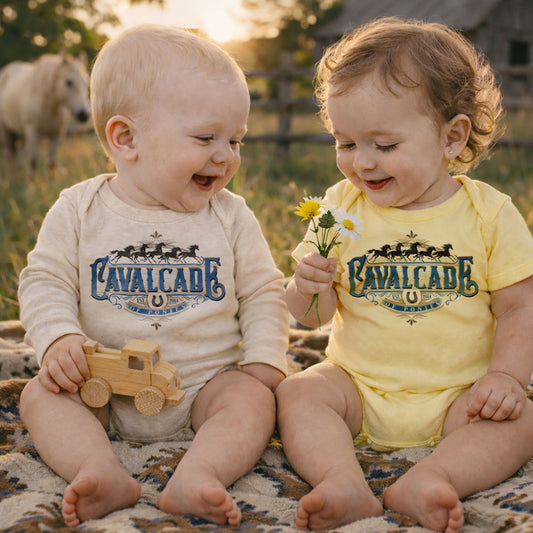 Cavalcade Of Ponies (Ornate) - Infant Baby One Piece Western Romper