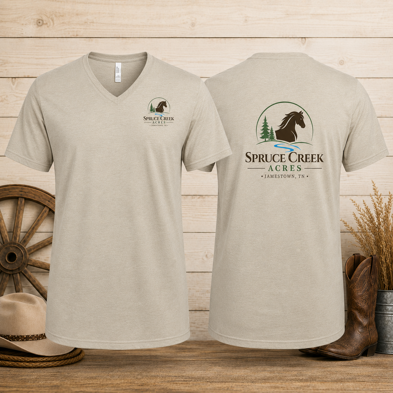 Spruce Creek Acres - Adult Unisex V-Neck Tee T-Shirt