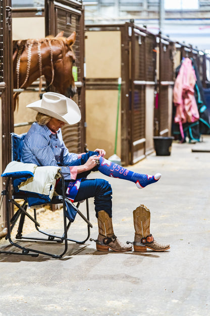 Long Live Cowgirls Red/Blue Performance Boot Socks