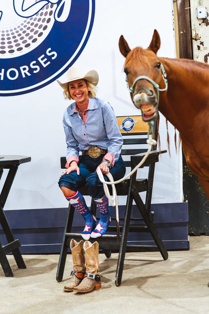 Long Live Cowgirls Red/Blue Performance Boot Socks