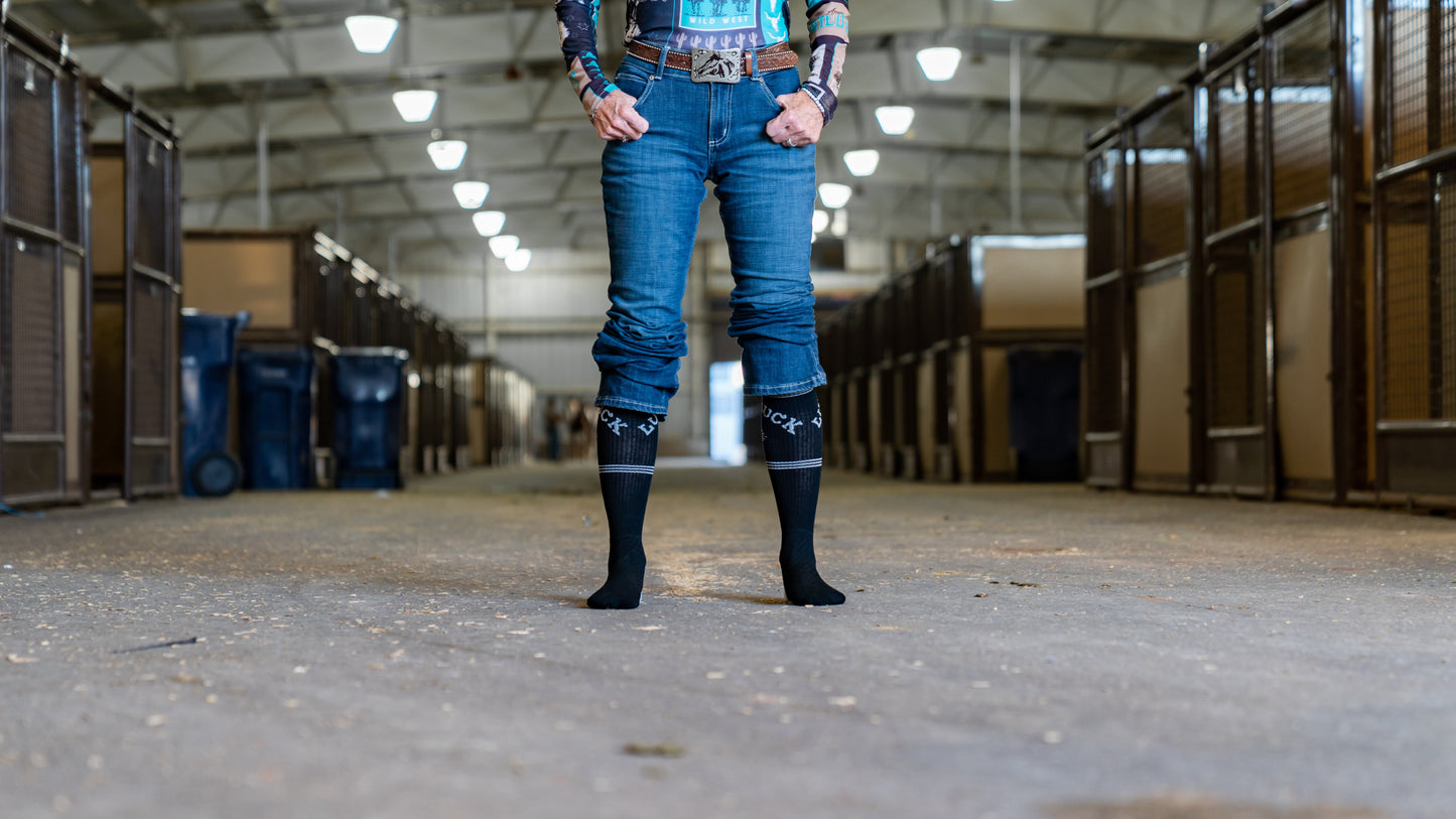 Retro Lucky Chuck Black/White Performance Boot Socks