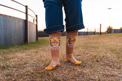 Lucky Bucking Cowgirl Tan Performance Boot Socks