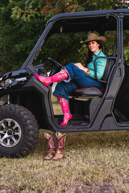 Take the Risk Hot Pink Performance Boot Socks