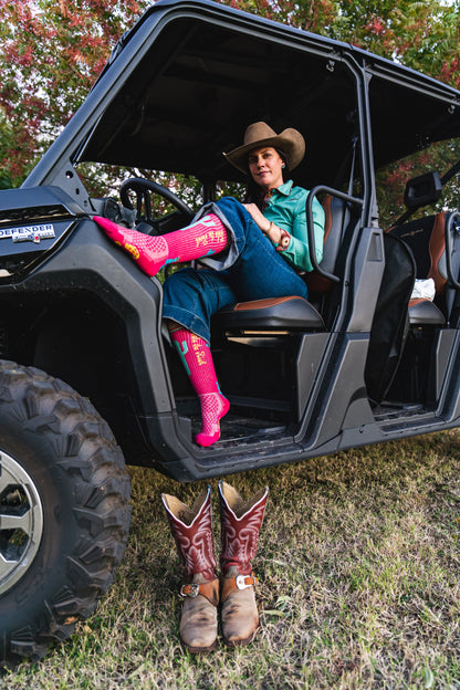 Take the Risk Hot Pink Performance Boot Socks