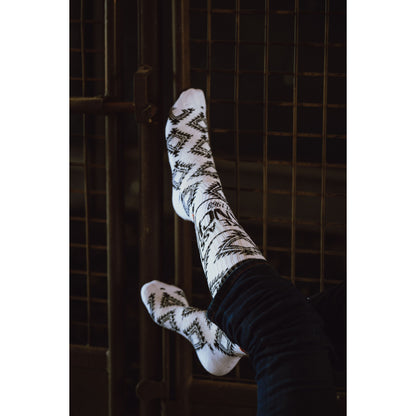 Cactus Alley- Broke Ass Ranch Blk/White Performance Boot Socks