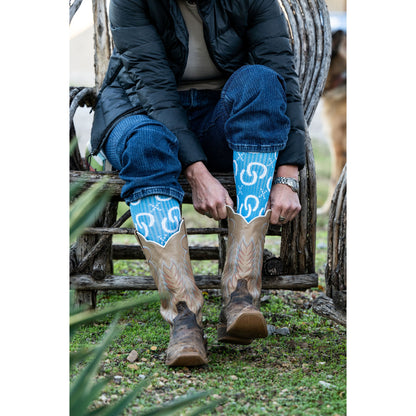 High Maintenance Cowgirl Sky Blue Performance Boot Socks