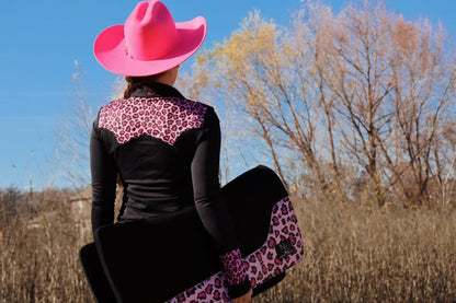 Catty Cowgirl Western Pearl Snap Pink Black Leopard Rodeo Shirt