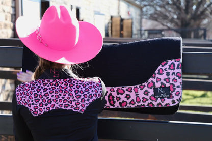 Catty Cowgirl Western Pearl Snap Pink Black Leopard Rodeo Shirt