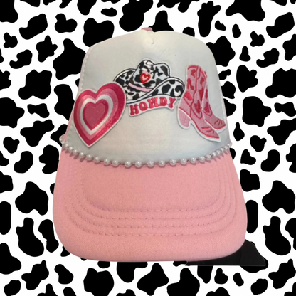 Howdy Foam Mesh Girls Pink Trucker Hat