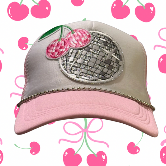 Cherry Groove Ladies Trucker Hat w/ Hat Chain