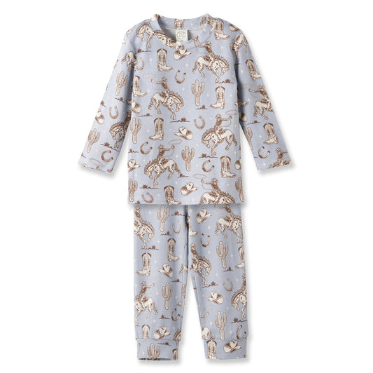 Wild Wrangler/Blue Cowboy Western Bamboo Kids Pajama Set