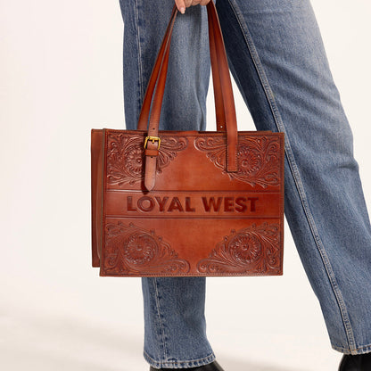 Loyal West Mivva Handtooled Medium Bag - Soft WalnutÂ Leather