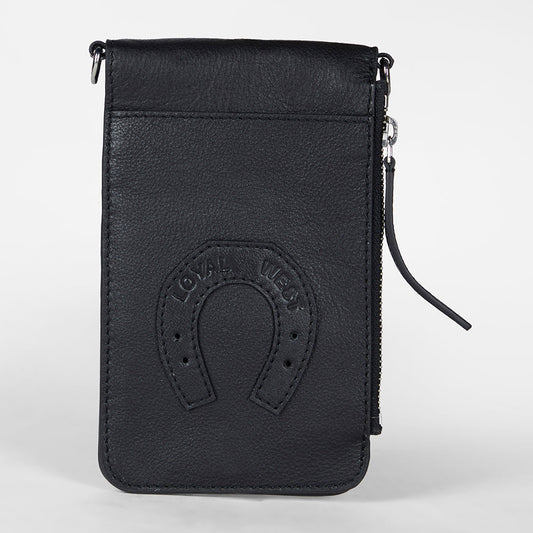 Loyal West SHELL PHONE BAG IN CALF LEATHER -BLACK
