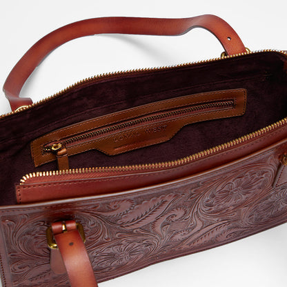 Loyal West MIVVA HANDTOOLED MINI BAG - SOFT WALNUT LEATHER