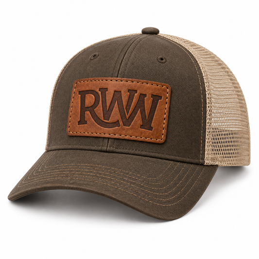 Remuda Western Wear - Tan/Brown Genuine Leather Patch Adult Trucker Hat