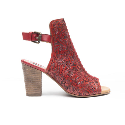 Myra Callandra Handtooled Western Boots for Women - Mid-Top Ankle Strap