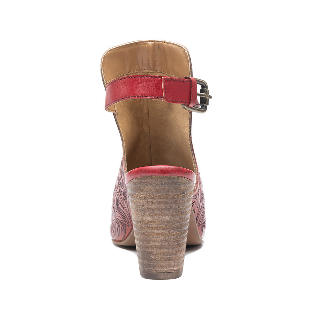 Myra Callandra Handtooled Western Boots for Women - Mid-Top Ankle Strap
