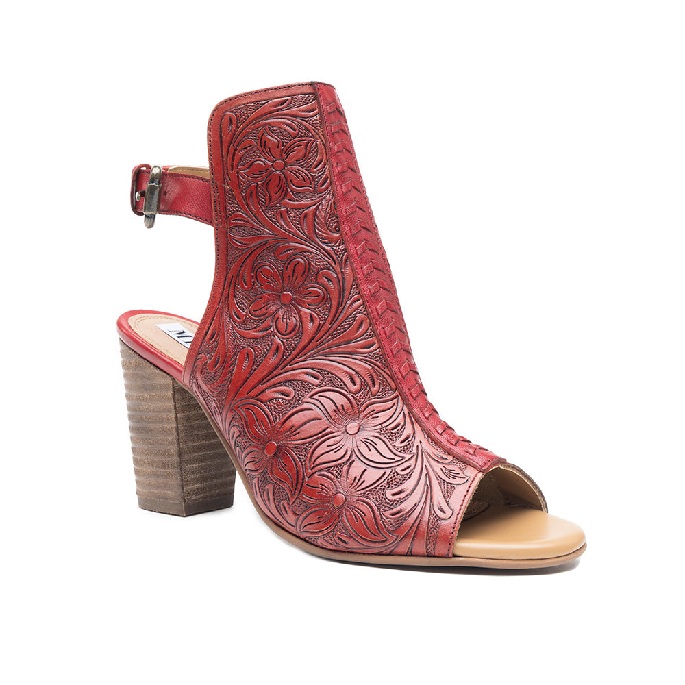 Myra Callandra Handtooled Western Boots for Women - Mid-Top Ankle Strap