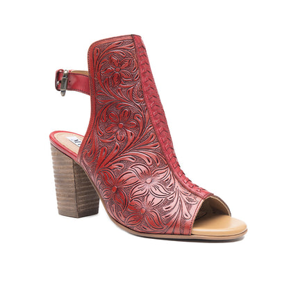 Myra Callandra Handtooled Western Boots for Women - Mid-Top Ankle Strap