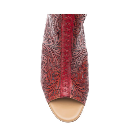 Myra Callandra Handtooled Western Boots for Women - Mid-Top Ankle Strap