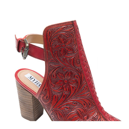 Myra Callandra Handtooled Western Boots for Women - Mid-Top Ankle Strap