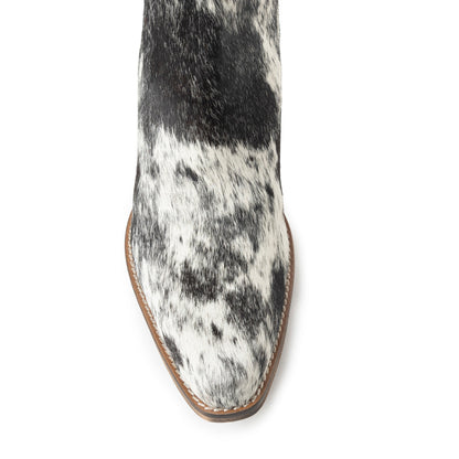 Myra Reyna Ridge Hairon Leather Booties – Teal Handtooled Detail, Square Toe, Country Cowgirl Style