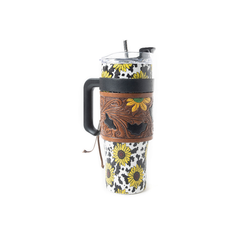 Wide Wyoming Tumbler In Yellow Sunflowers