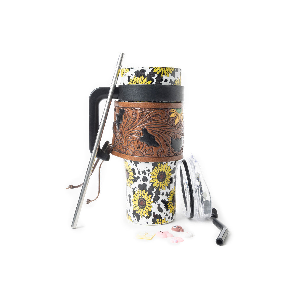 Wide Wyoming Tumbler In Yellow Sunflowers