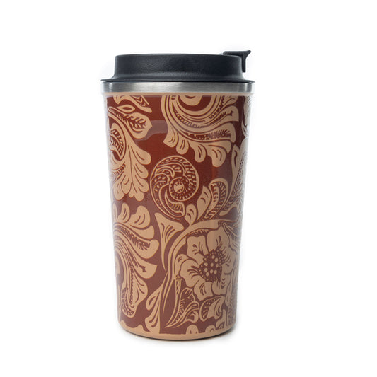 Western Trail Brew Stainless Steel Mug in Brown Baroque