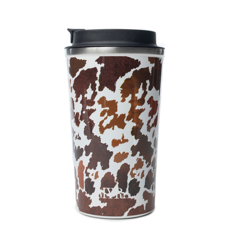 Western Trail Brew Stainless Steel Mug in Brown Leopard Print