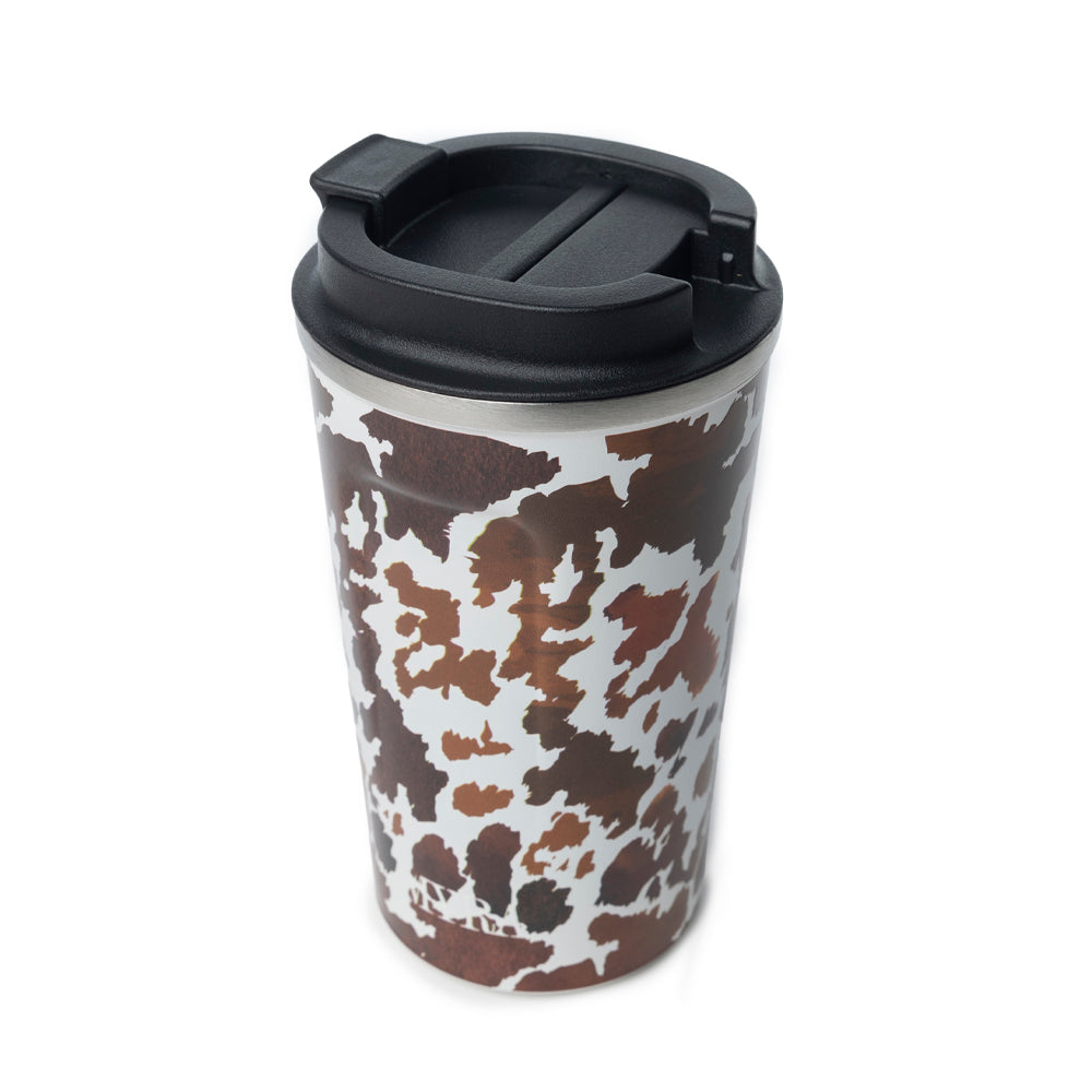 Western Trail Brew Stainless Steel Mug in Brown Leopard Print