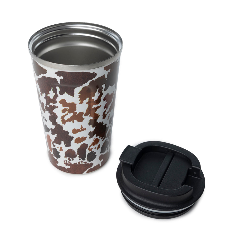 Western Trail Brew Stainless Steel Mug in Brown Leopard Print