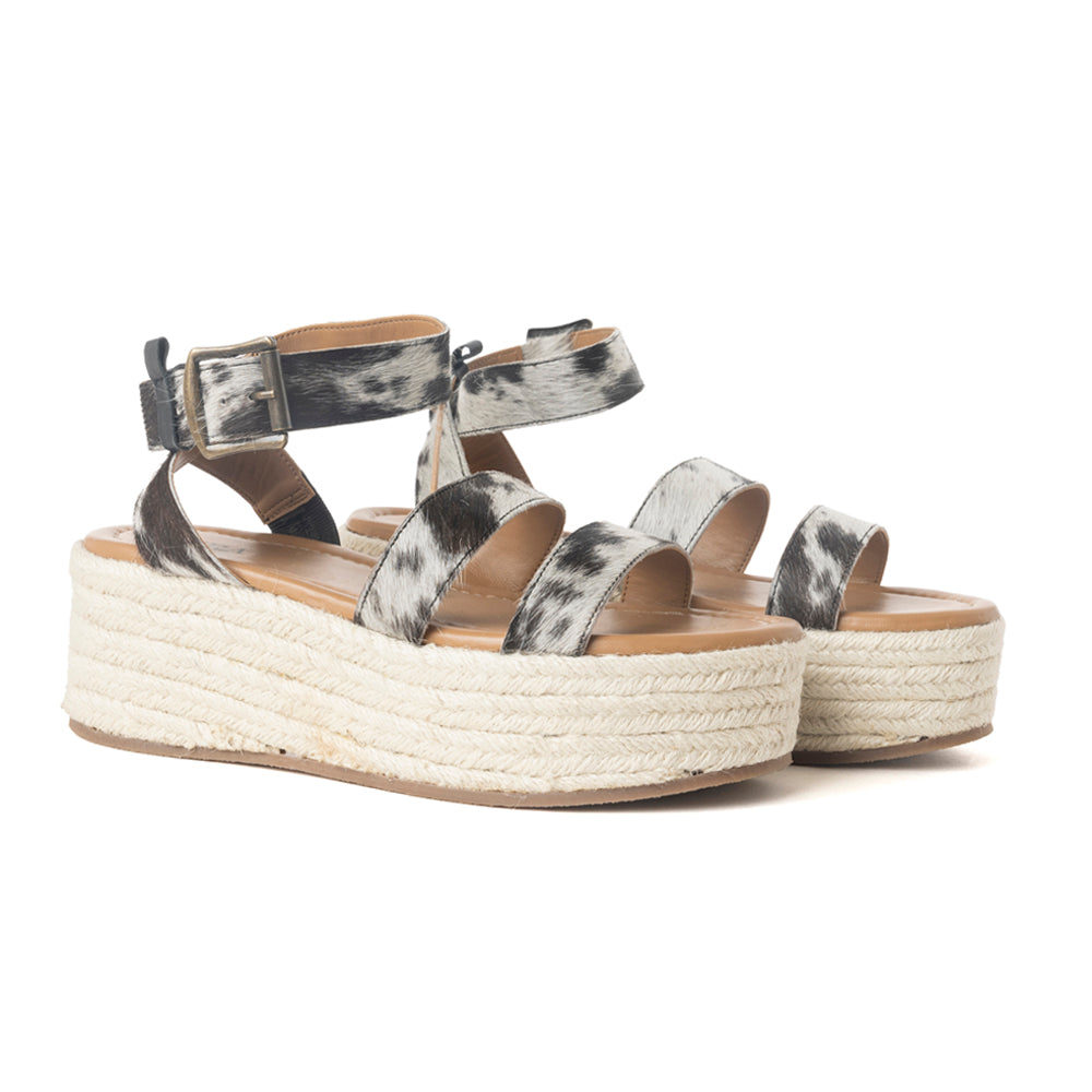 Longhorn Lasso Leather Sandals in Cowprint Hairon